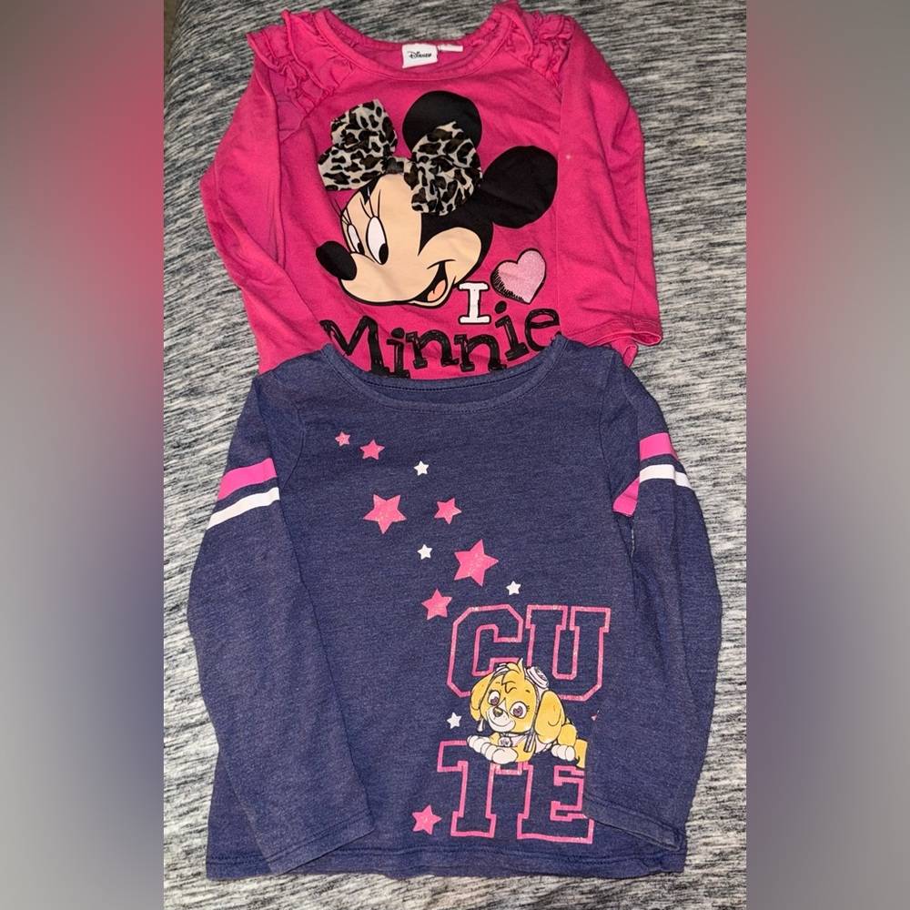 Disney Pink Minnie Mouse & Navy Blue Paw Patrol Skye Long Sleeve Tops